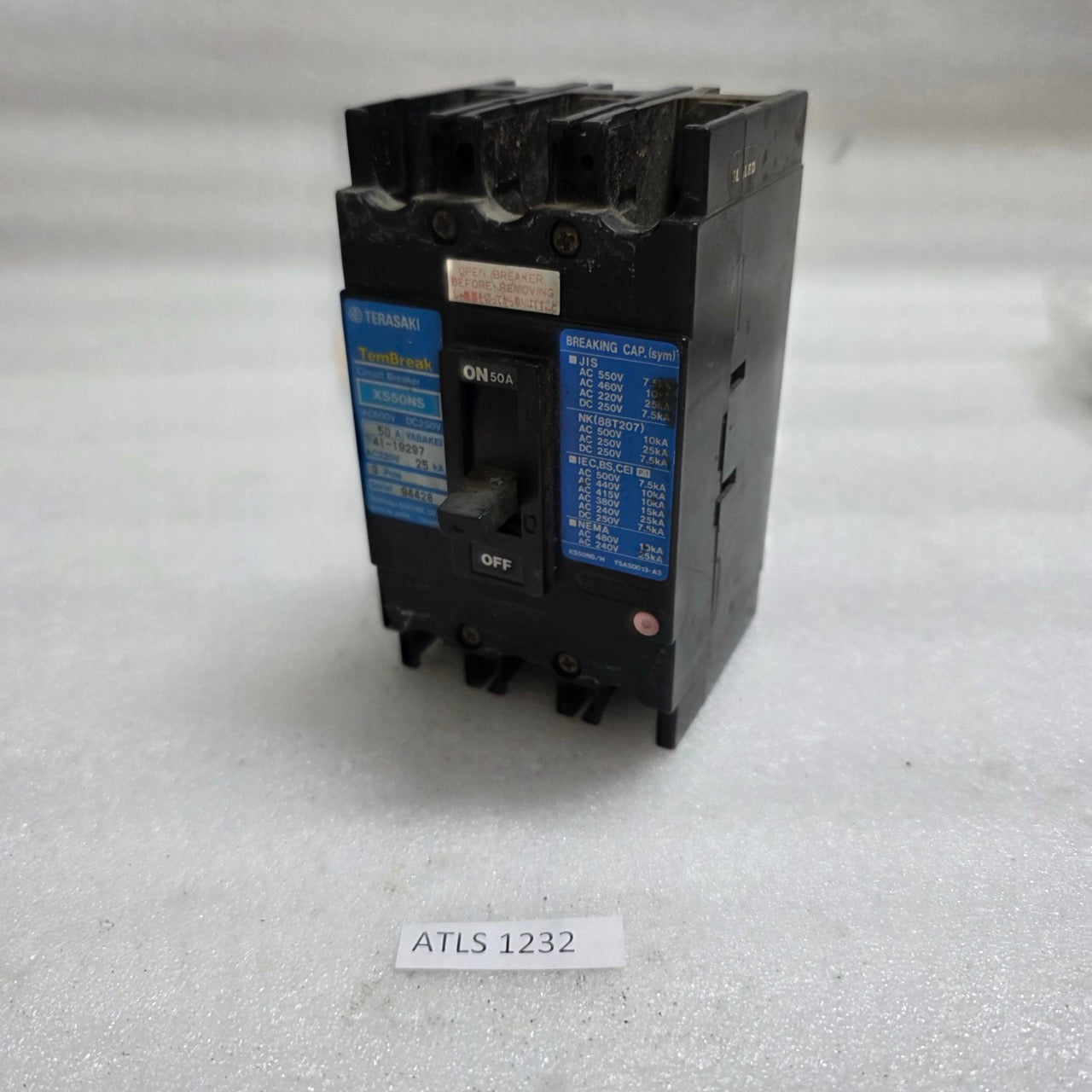 TERASAKI XS50NS 3-POLE CIRCUIT BREAKER 50A