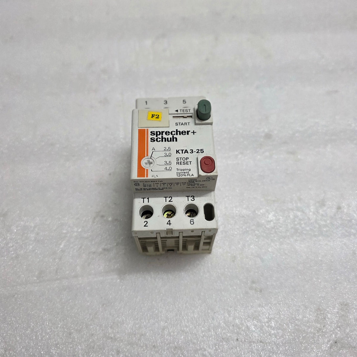 SPRECHER+SCHUH KTA 3-25 MOTOR PROTECTION CIRCUIT BREAKER 2.5 A TO 4.0 A