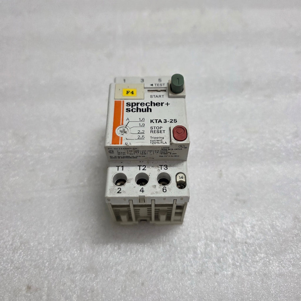 4 UNIT X SPRECHER+SCHUH KTA 3-25 MANUAL MOTOR STARTER 1.6-2.5 A LOT OF 4