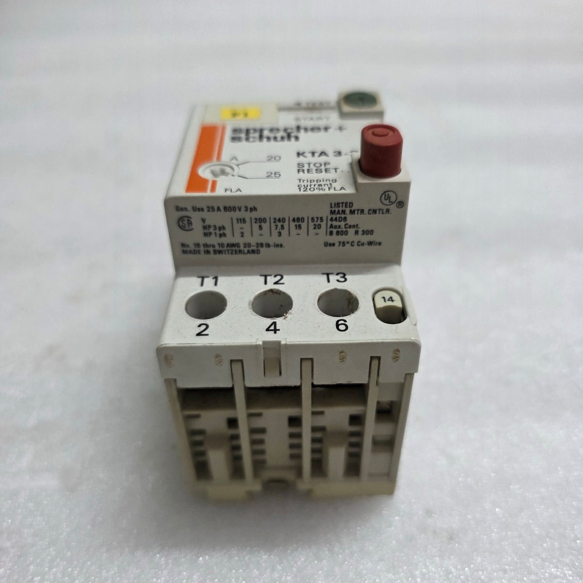 SPRECHER+SCHUH KTA 3-25 MANUAL MOTOR STARTER 20-25A
