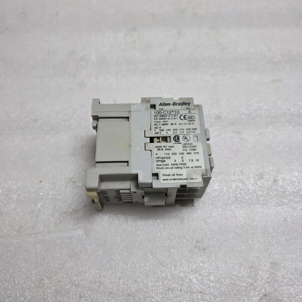 ALLEN-BRADLEY CAT 100-C12-10 SER A CONTACTOR COIL VOLTAGE 24V AC