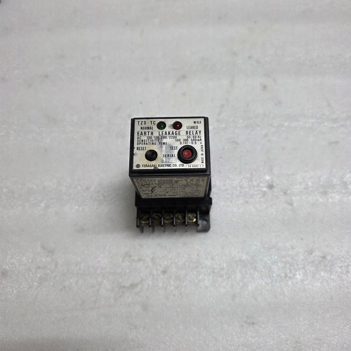 TERASAKI TZS-TC EARTH LEAKAGE RELAY SA-8382-1-2 100-220VAC
