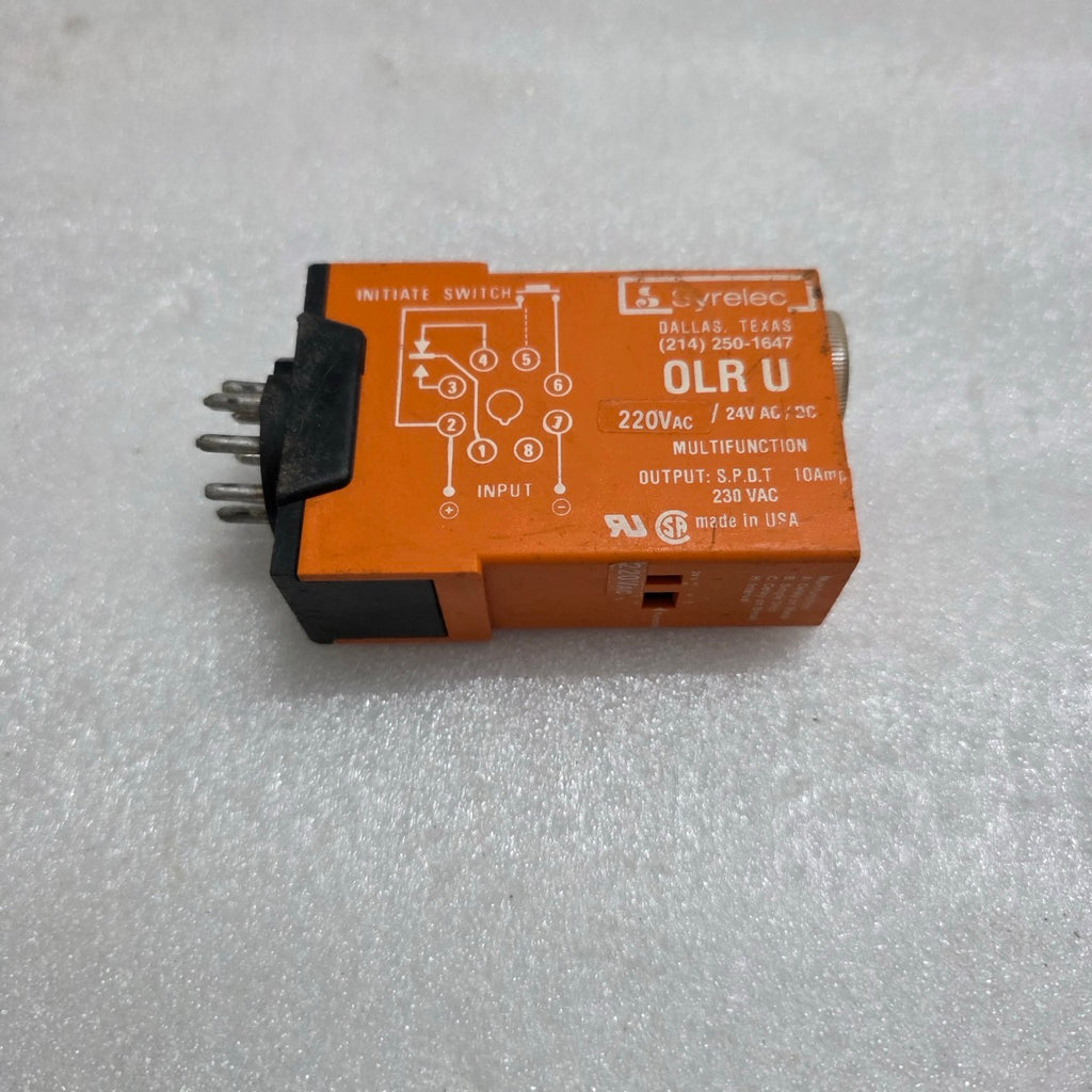 SYRELEC OLR U MULTIFUNCTION TIME DELAY RELAY, 220VAC / 24VAC/DC
