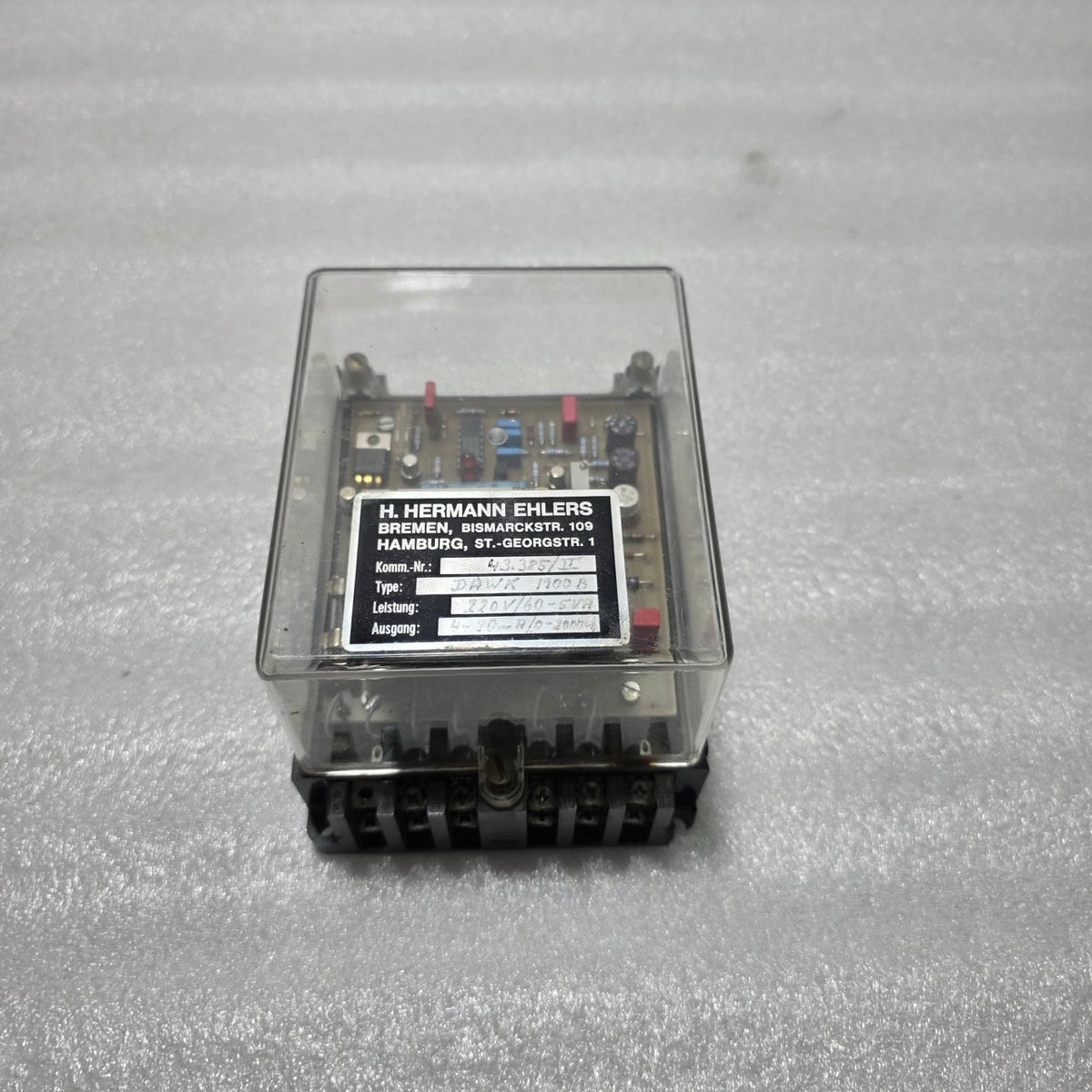 H. HERMANN EHLERS DAWK 1900 B SIGNAL RELAY BOX, 220V AC INPUT 48.385/11