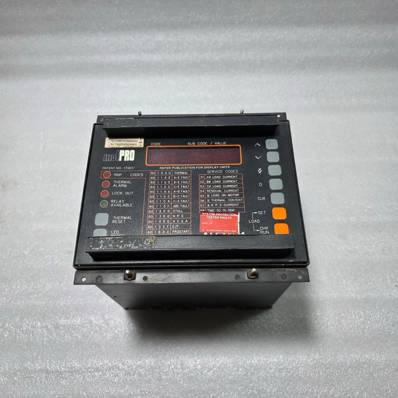 ALSTOM MCHNM01H1AB0500A	MOTOR PROTECTION RELAY / ELECTRONIC PROTECTION UNIT