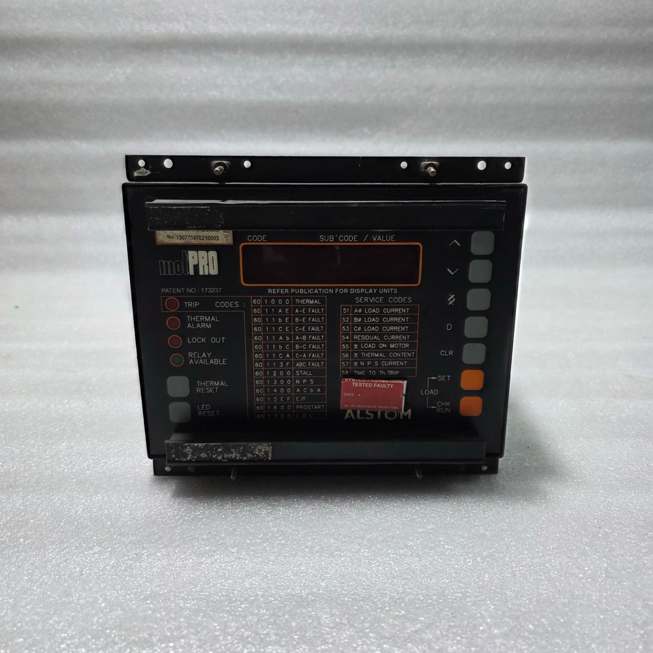 ALSTOM MCHNM01H1AB0500A	MOTOR PROTECTION RELAY / ELECTRONIC PROTECTION UNIT