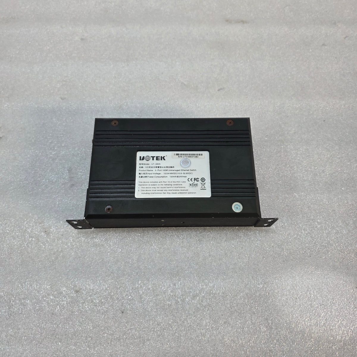 UOTEK UT-6405 5-PORT 10/100M UNMANAGED INDUSTRIAL ETHERNET SWITCH 12/24/48 VDC