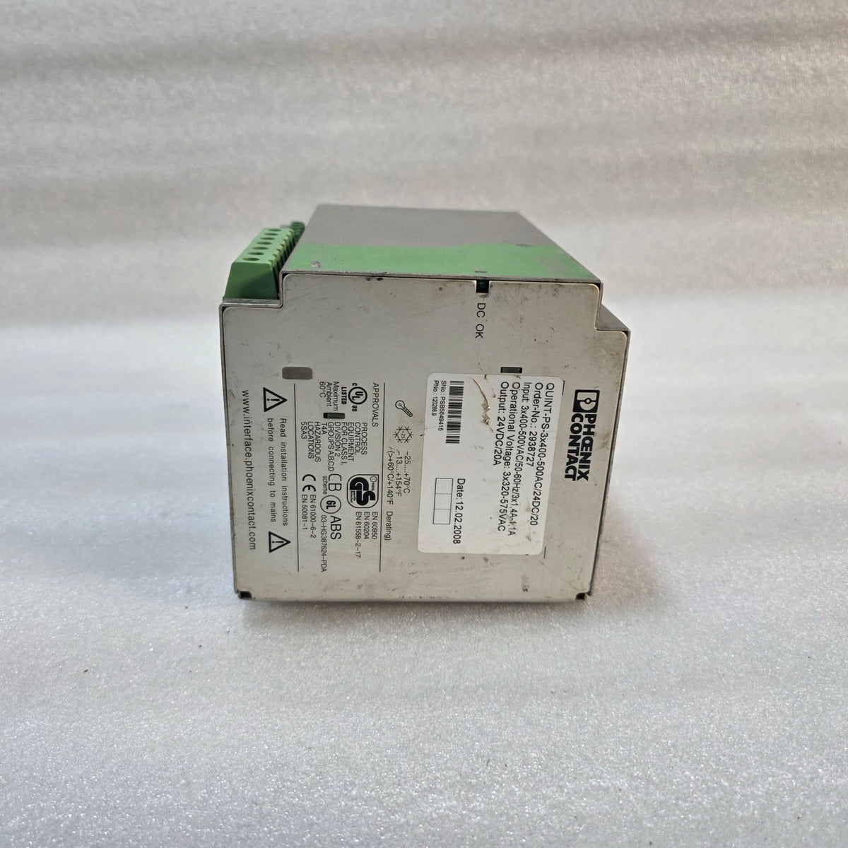 PHOENIX CONTACT	QUINT-PS-3X400-500AC/24DC/20 POWER SUPPLY UNIT 2938727
