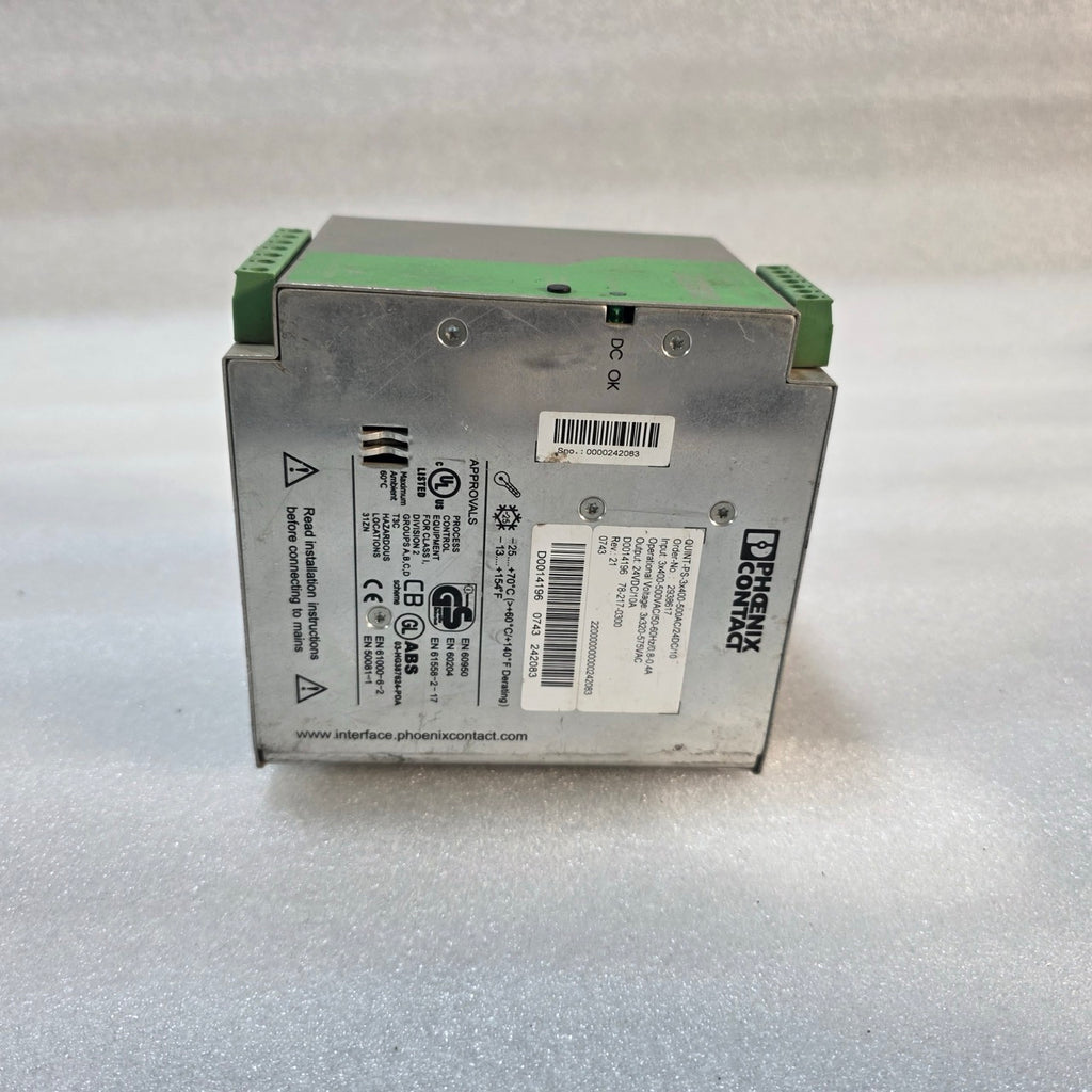 PHOENIX CONTACT QUINT-PS-3X400-500AC/24DC/10 PRIMARY-SWITCHED AC/DC POWER SUPPLY