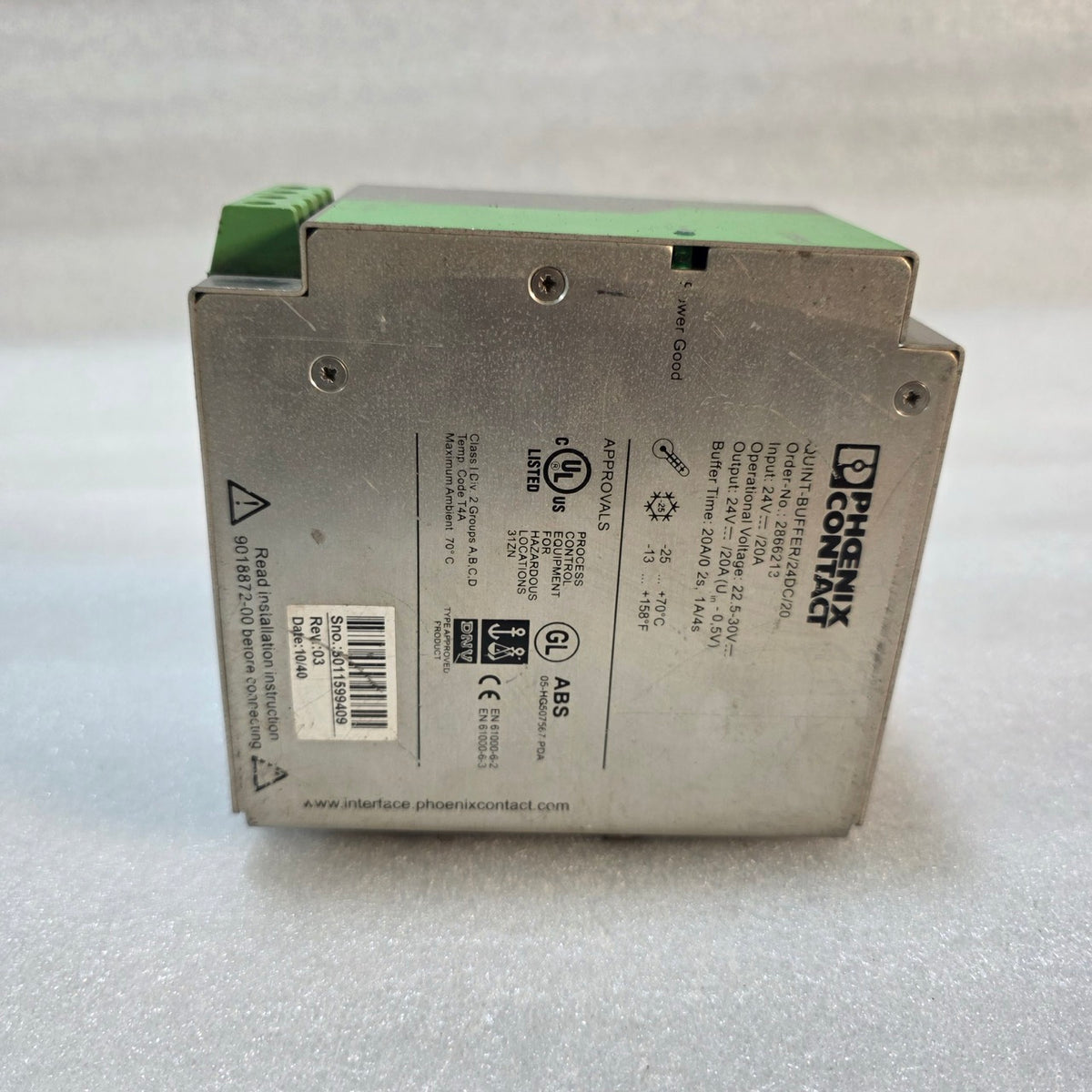 PHOENIX CONTACT QUINT-BUFFER/24DC/20 CAPACITOR-BASED BUFFER MODULE 2866213 24VDC