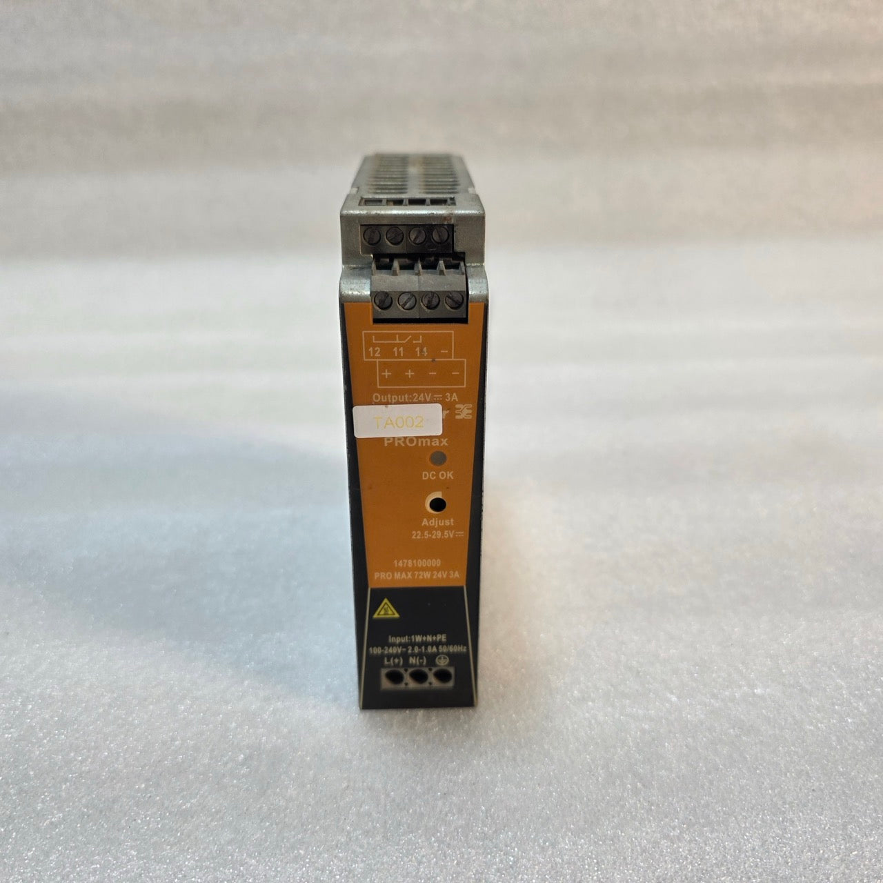 WEIDMÜLLER PRO MAX 72W 24V 3A SWITCHING MODE POWER SUPPLY 1478100000 24VDC 3A