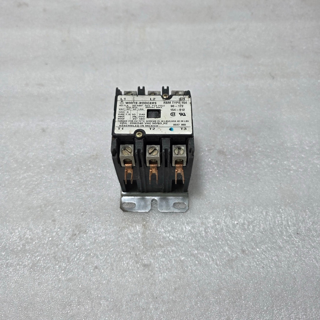WHITE-RODGERS RBM TYPE 154 MOTOR STARTER / CONTACTOR 3-PHASE 600VAC 40 FLA 50 AM