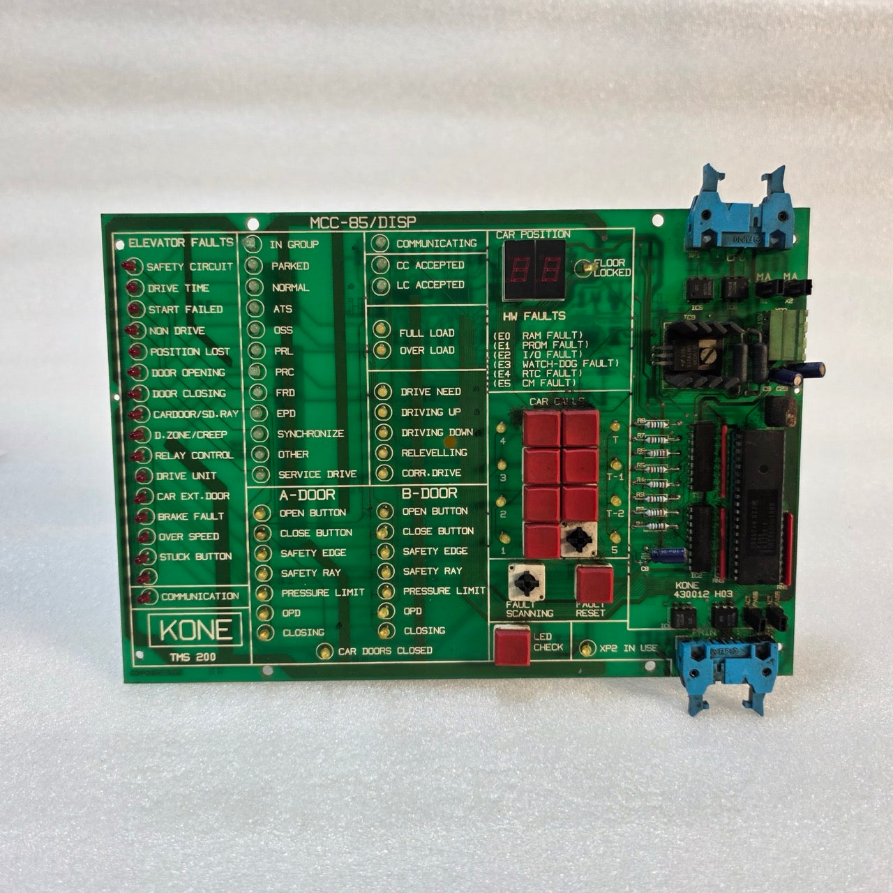 KONE MCC-85/DISP DISPLAY PCB FOR TMS 200 SYSTEM 430015G01