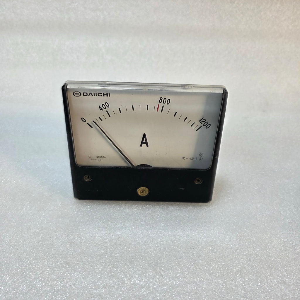 DAIICHI LSK-12C ANALOG AMMETER 0–1200A PANEL METER, CT 1200/5A, CLASS 1.5