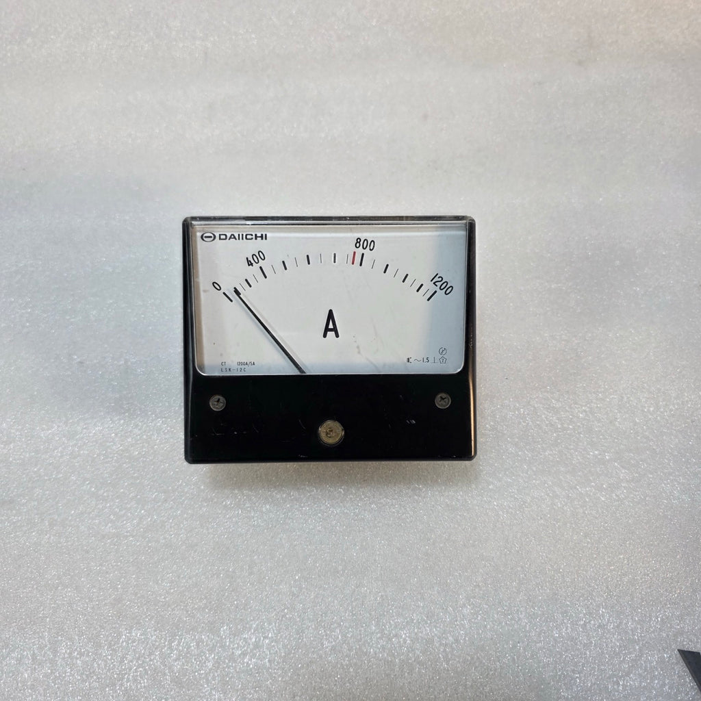 DAIICHI LSK-12C ANALOG AMMETER 0–1200A PANEL METER, CT 1200/5A, CLASS 1.5