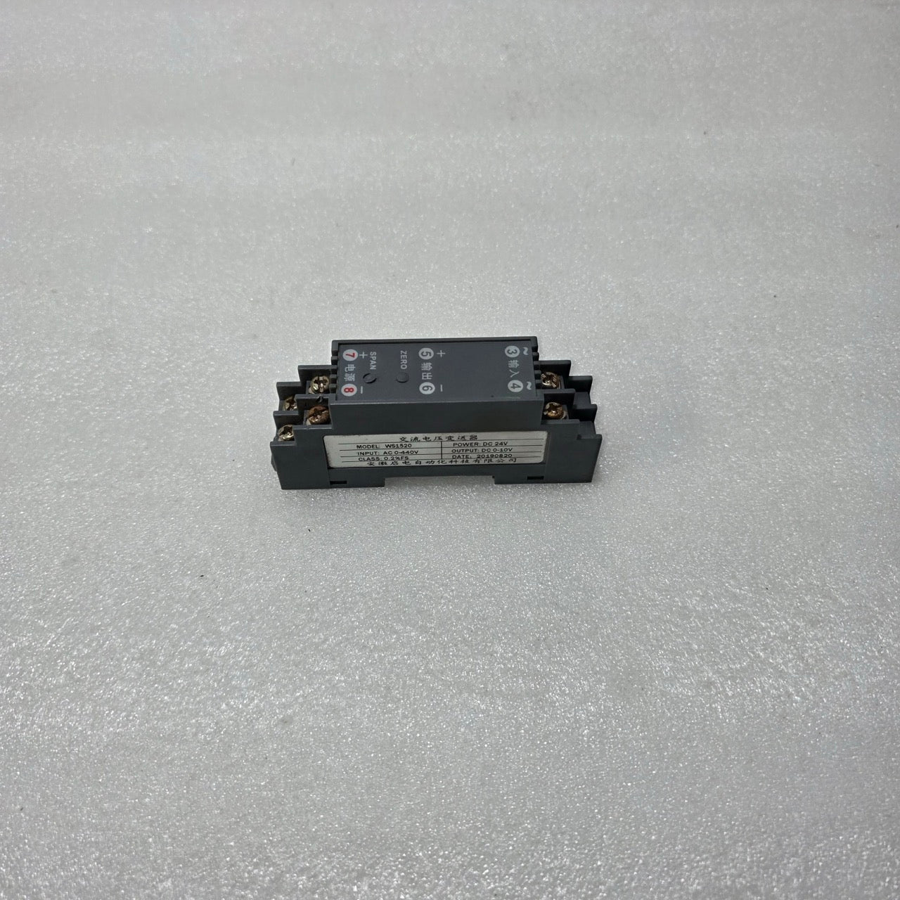 ANHUI QIDIAN WS1520 AC VOLTAGE TRANSDUCER 0–440VAC INPUT, 0–10VDC OUTPUT, 24VDC