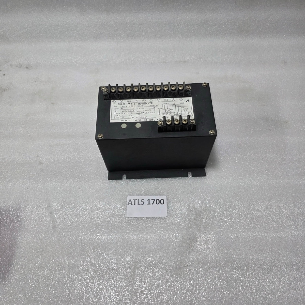 TOYO KEIKI EG-3AT-SD 3 PHASE WATT TRANSDUCER | PT 460/115V | CT 6000/5A | 4–20 M
