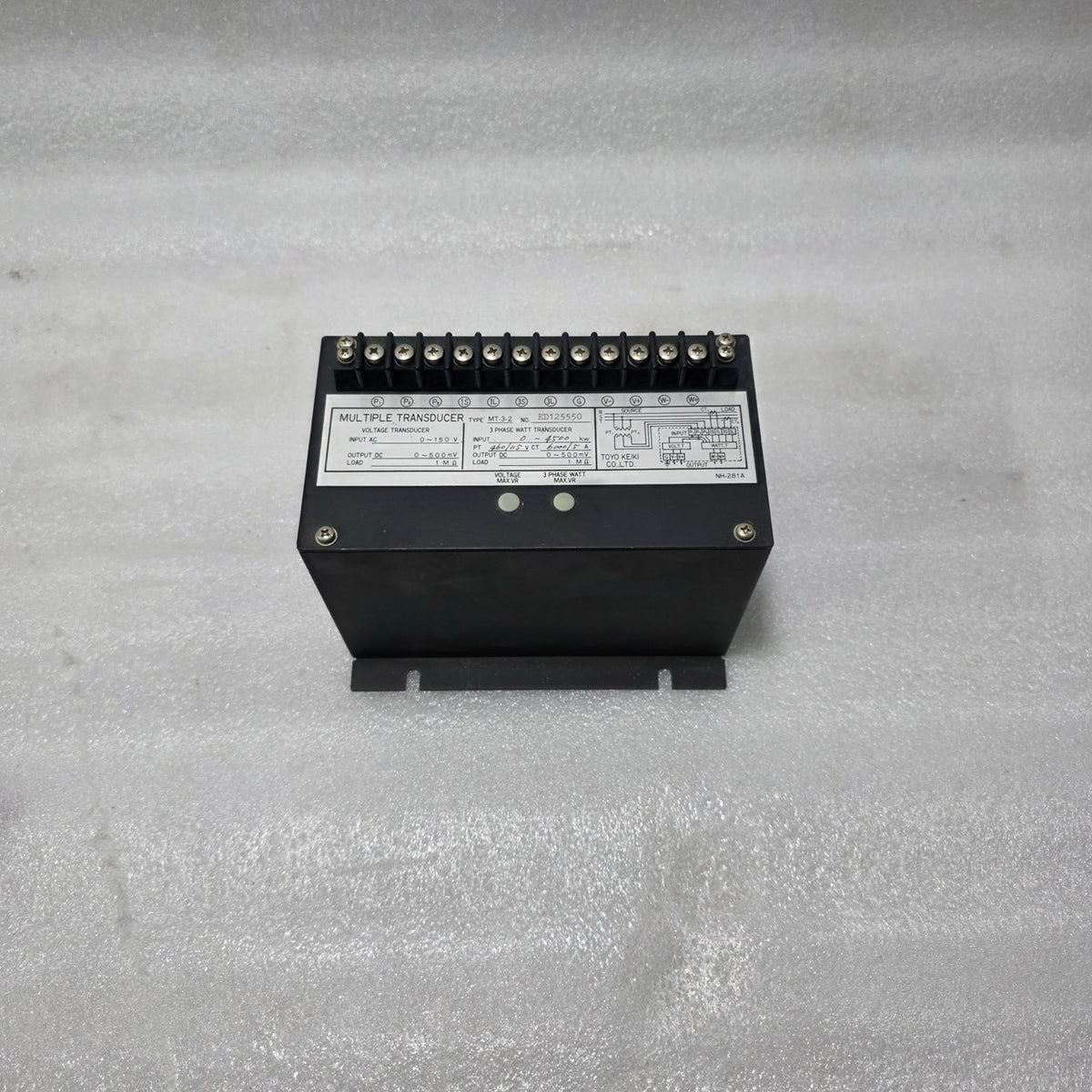 TOYO KEIKI MT-3-2 MULTIPLE TRANSDUCER | 3 PHASE WATT & VOLTAGE TRANSDUCER | PT 4