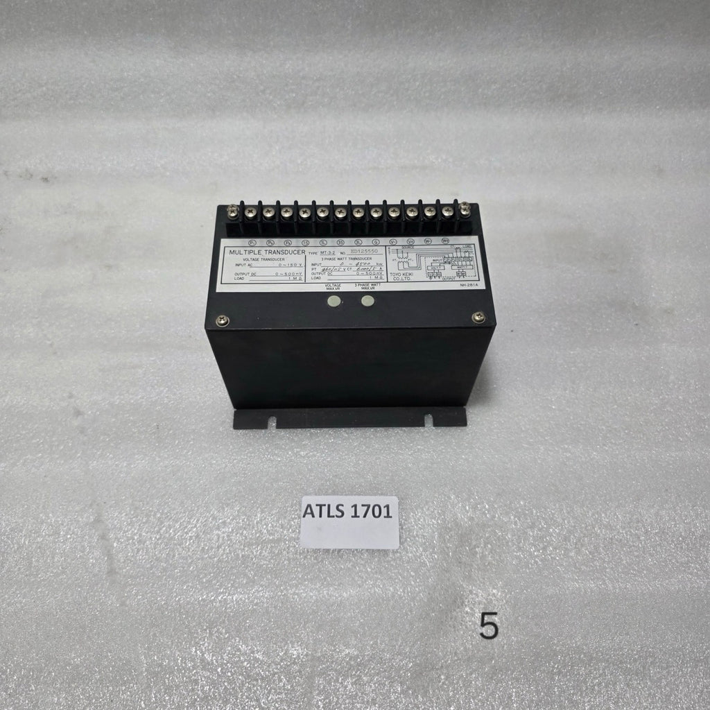 TOYO KEIKI MT-3-2 MULTIPLE TRANSDUCER | 3 PHASE WATT & VOLTAGE TRANSDUCER | PT 4
