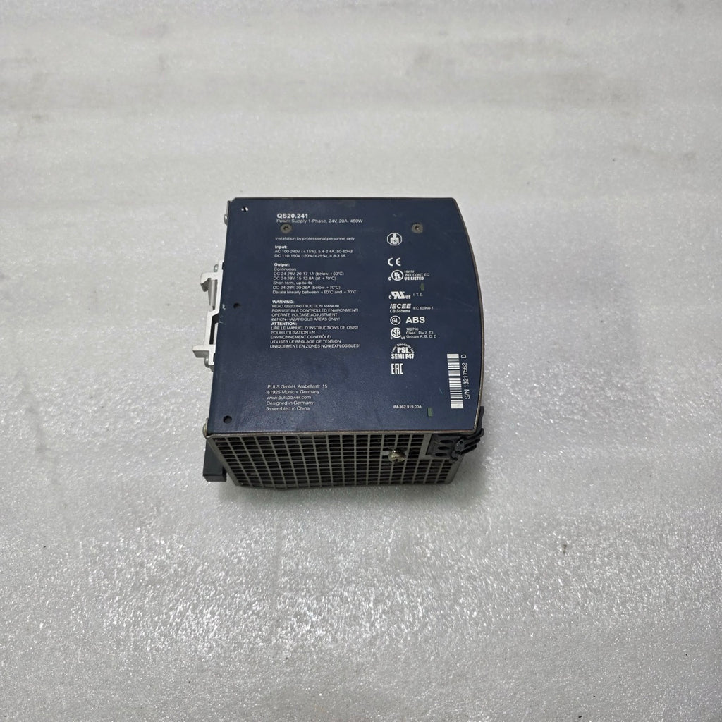 PULS QS20.241 – 24V DC 20A INDUSTRIAL POWER SUPPLY, 480W SINGLE PHASE DIN RAIL P