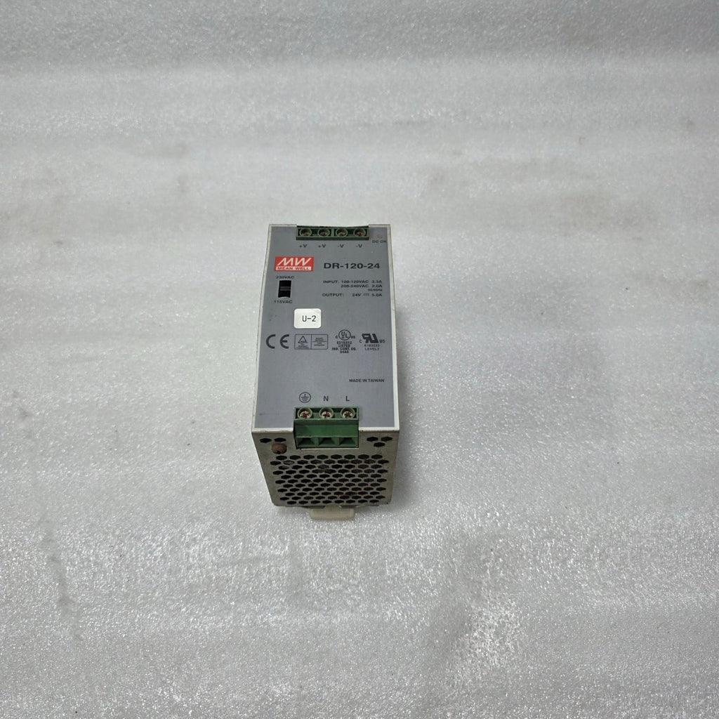 MEAN WELL DR-120-24 INDUSTRIAL DIN RAIL POWER SUPPLY 24V DC 5A – INPUT 100-240VA