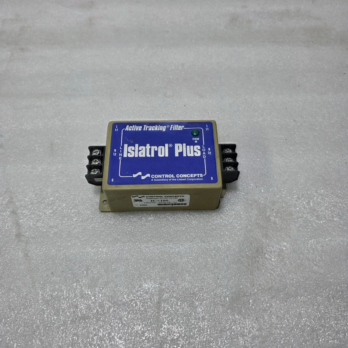 CONTROL CONCEPTS ISLATROL PLUS IC+105 ACTIVE TRACKING FILTER – 120VAC 5A POWER L