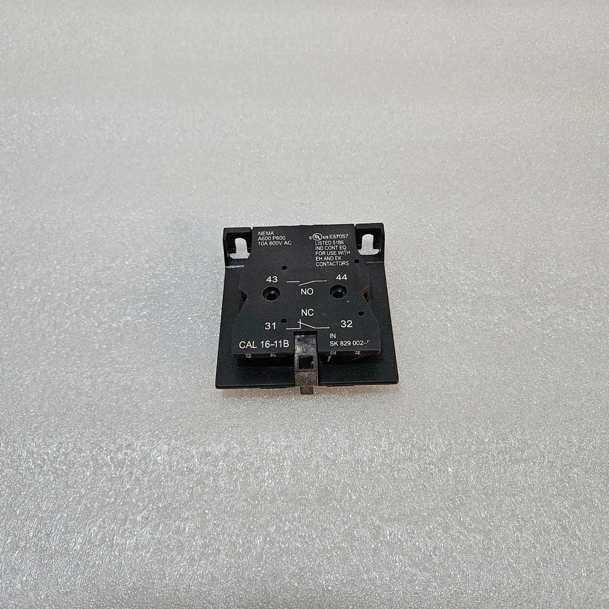 ABB CAL 16-11B AUXILIARY CONTACT BLOCK 1NO 1NC 10A 600VAC NEMA