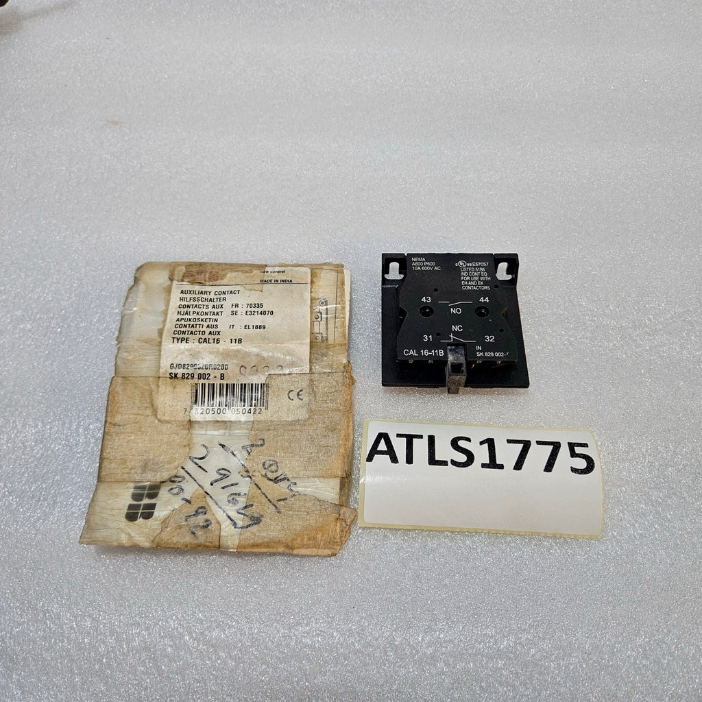 ABB CAL 16-11B AUXILIARY CONTACT BLOCK 1NO 1NC 10A 600VAC NEMA