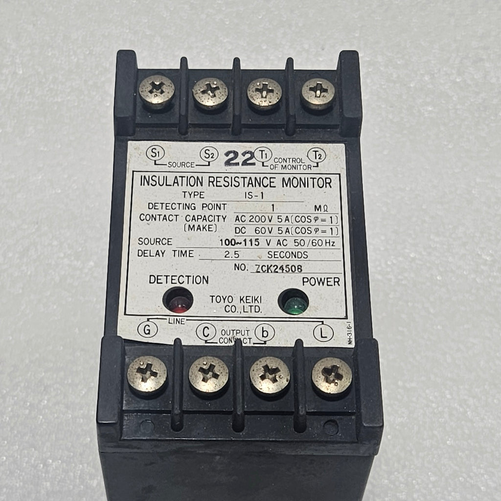 TOYO KEIKI IS-1 INSULATION RESISTANCE MONITOR 100–115VAC 1MΩ