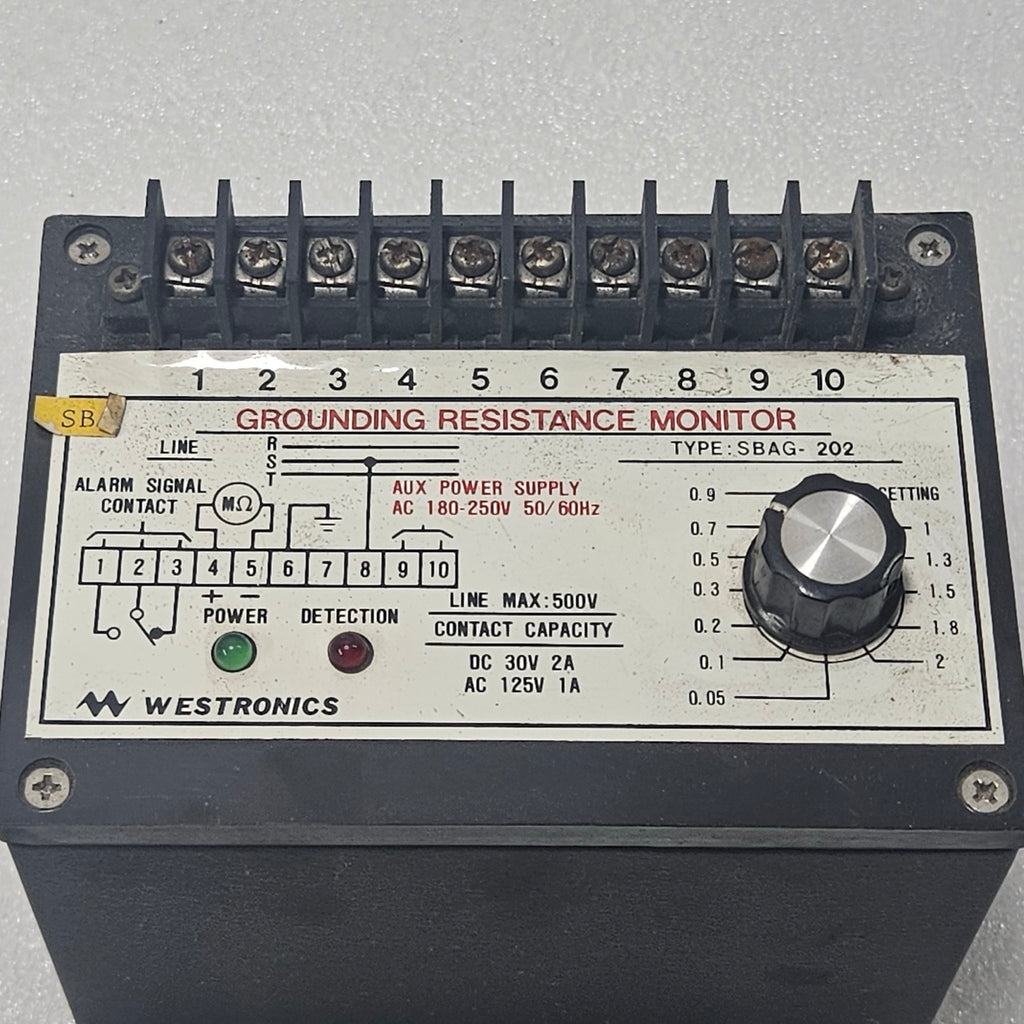 WESTRONICS SBAG-202 GROUNDING RESISTANCE MONITOR AC 180–250V 500V LINE