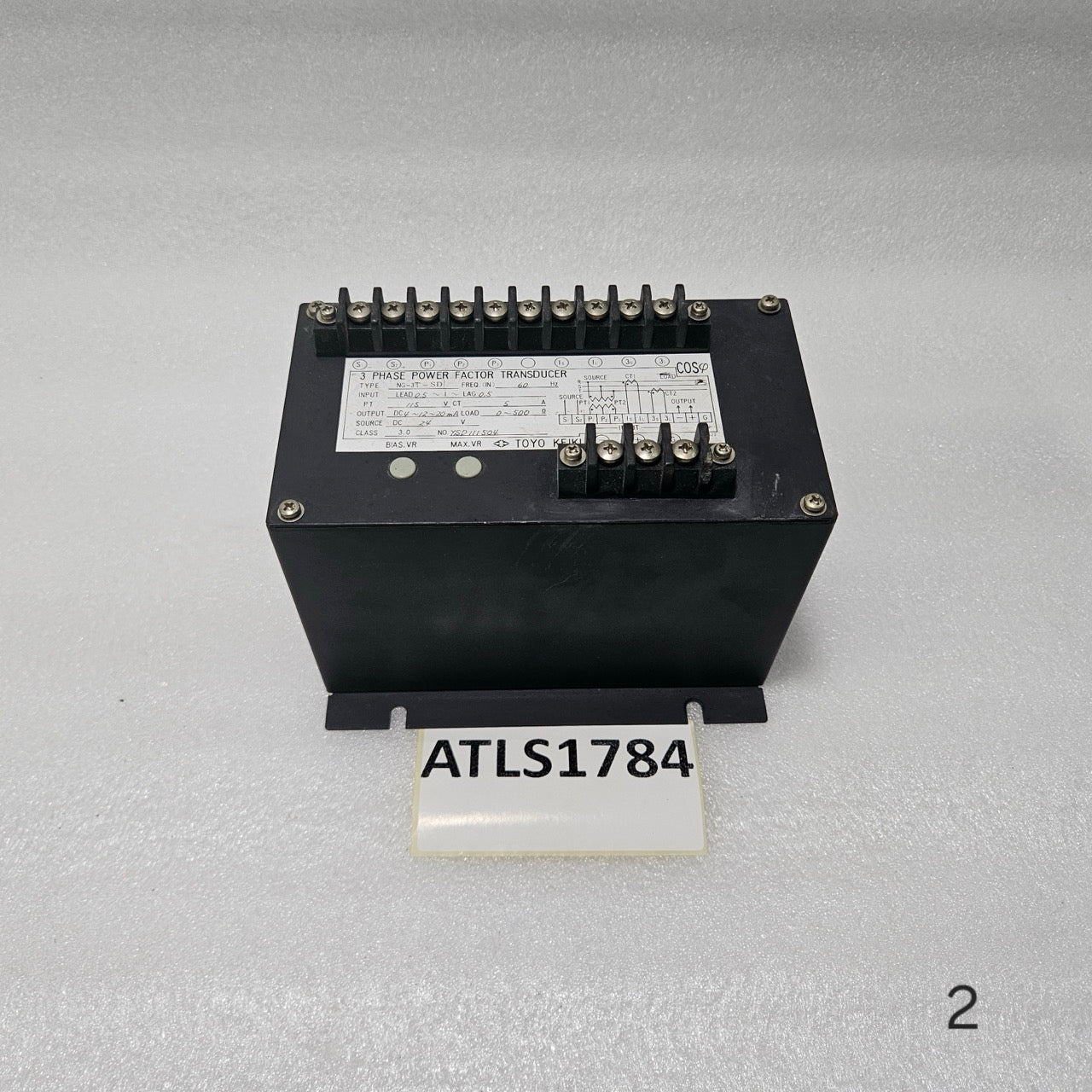 TOYO KEIKI NG-3T-SD 3-PHASE POWER FACTOR TRANSDUCER DC 4–12–20MA 60HZ