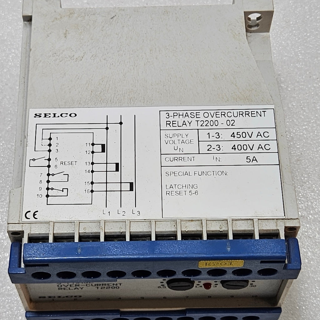 SELCO T2200-02 3-PHASE OVERCURRENT RELAY | 5A | 400 / 450V AC