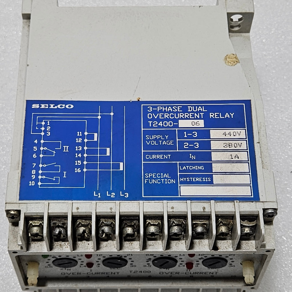 SELCO T2400-06 3-PHASE DUAL OVERCURRENT RELAY | 1A | 380 / 440V AC