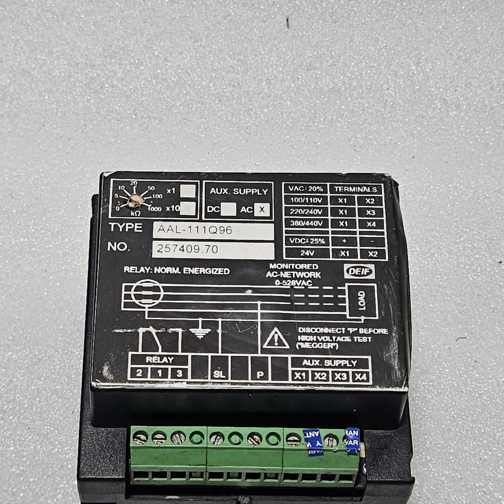 DEIF AAL-111Q96 INSULATION RESISTANCE METER MΩ PANEL MOUNT WITH RELAY OUTPUT