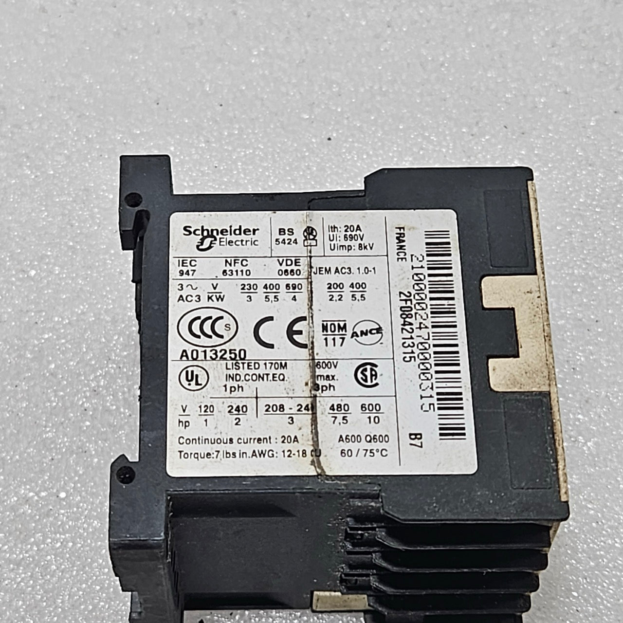 TELEMECANIQUE LC1K12 CONTACTOR 24V AC COIL 12A
