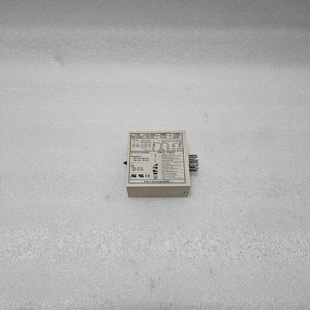 TELCO SENSORS PA11A 300T PHOTO AMPLIFIER – 230 VAC, 10 SEC TIMER 0453190000