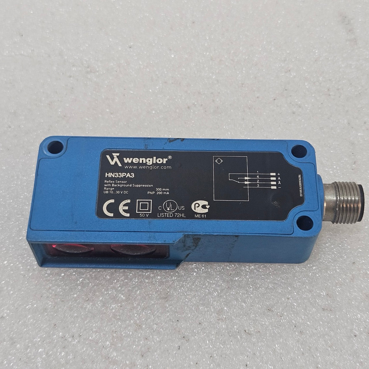 WENGLOR HN33PA3 REFLEX PHOTOELECTRIC SENSOR WITH BACKGROUND SUPPRESSION, 300 MM