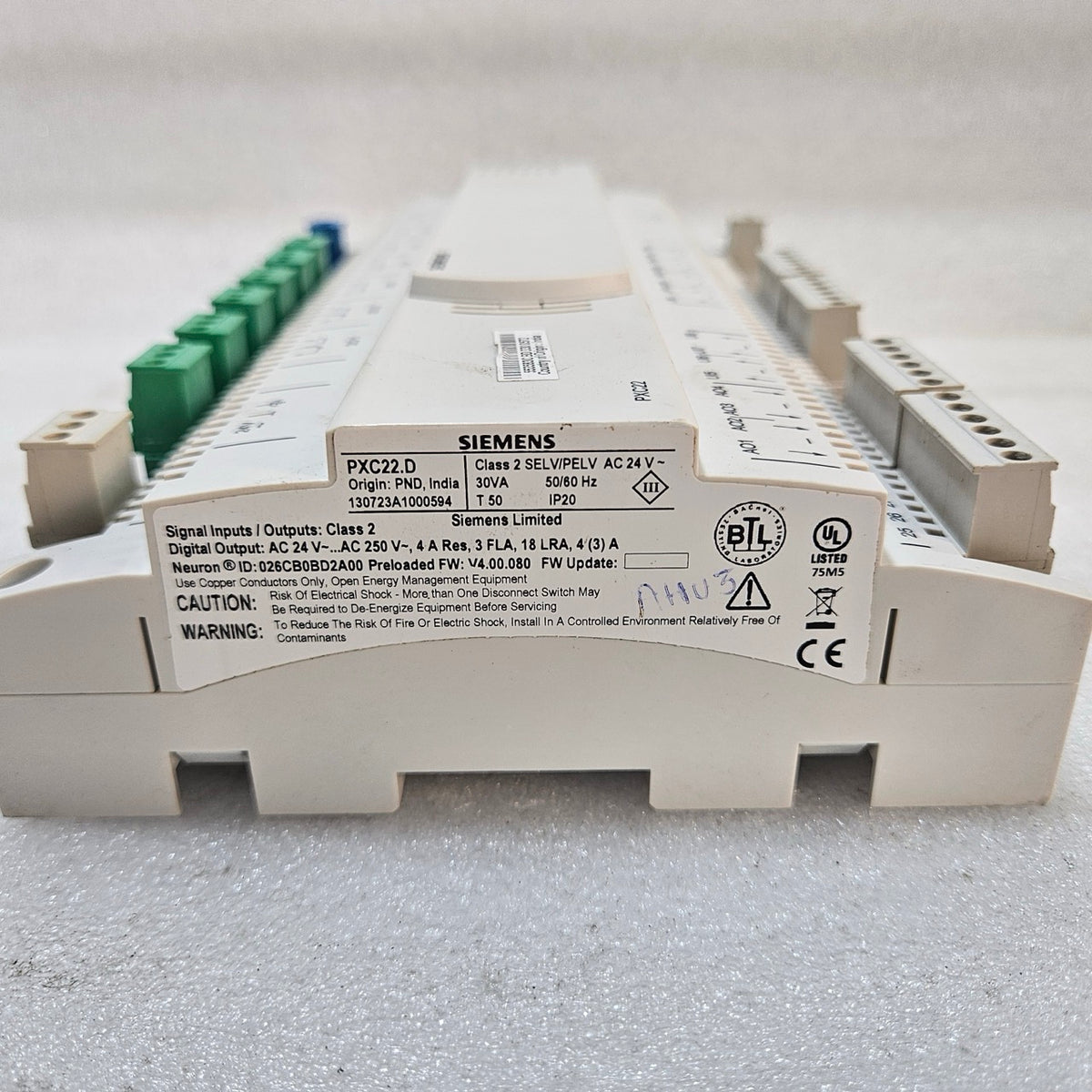 SIEMENS PXC22.D BUILDING AUTOMATION CONTROLLER, BACNET HVAC CONTROLLER, 24V AC,