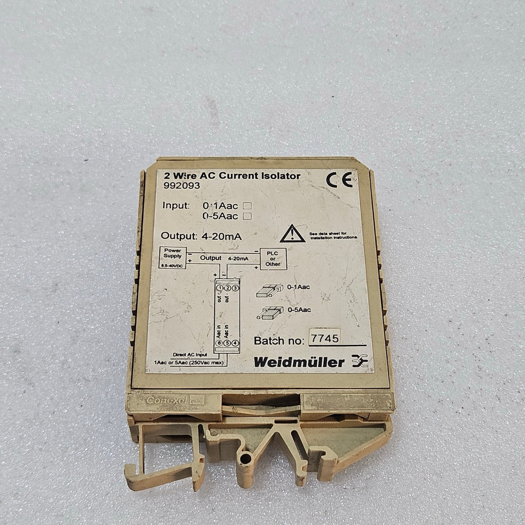 WEIDMÜLLER 992093 2-WIRE AC CURRENT ISOLATOR 0-1A/0-5A AC | COVER MISSING