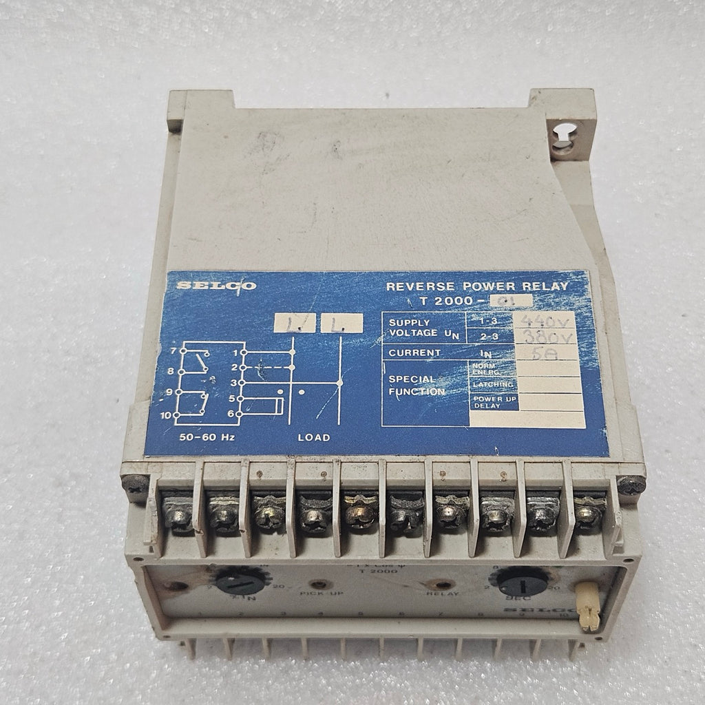SELCO T2000-01 REVERSE POWER RELAY 380/440VAC 5A GENERATOR PROTECTION RELAY