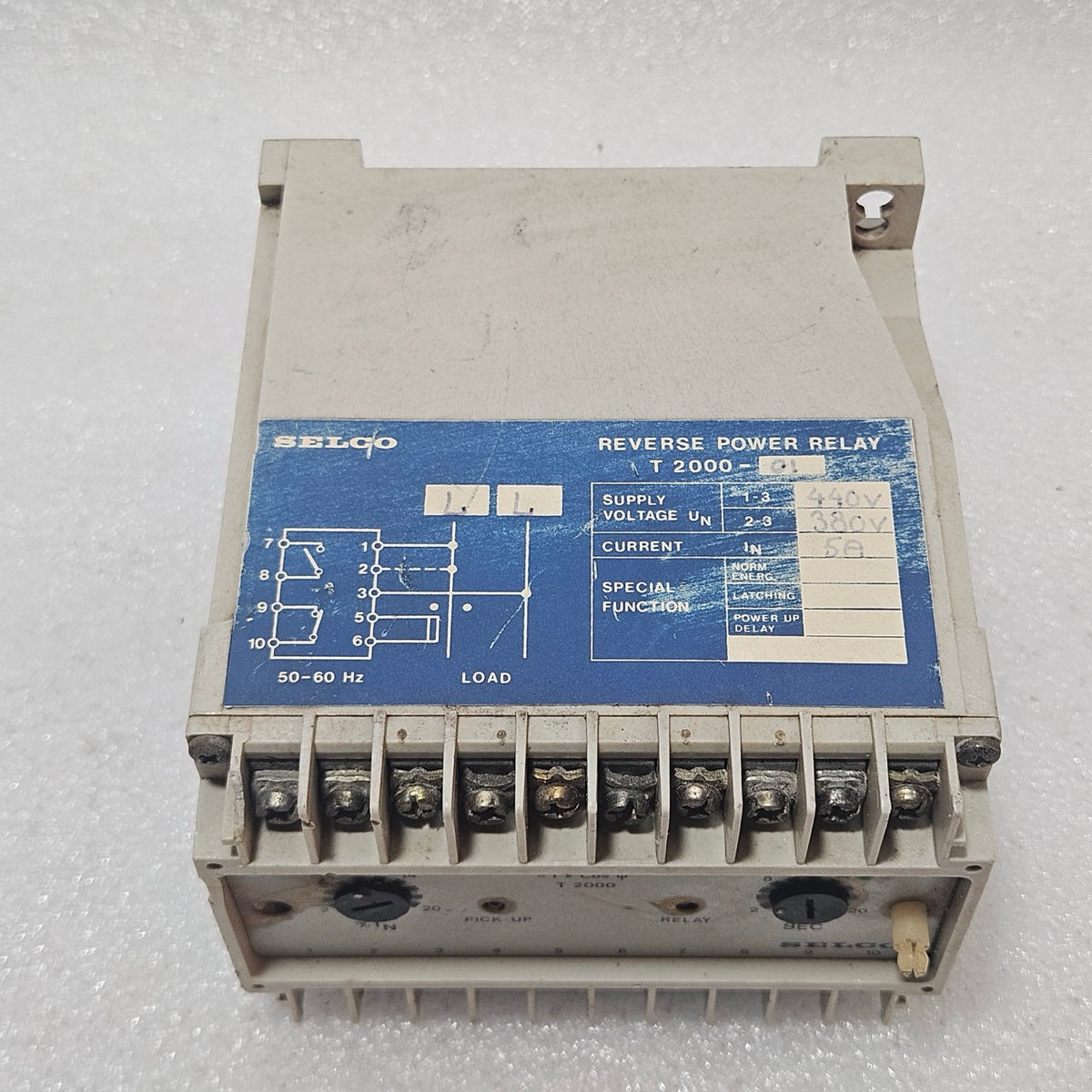 SELCO T2000-01 REVERSE POWER RELAY 380/440VAC 5A GENERATOR PROTECTION RELAY