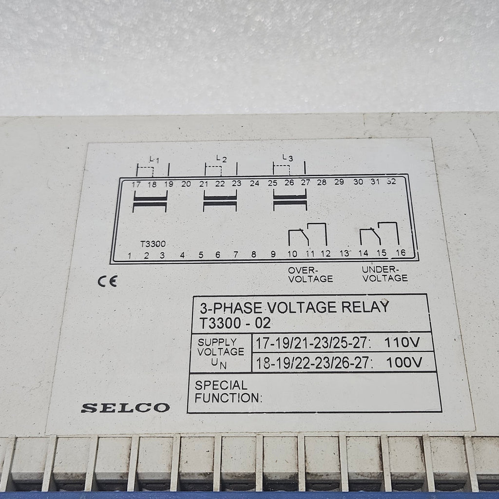 SELCO T3300-02 3-PHASE VOLTAGE RELAY 100/110V AC | OVER & UNDER VOLTAGE PROTEC