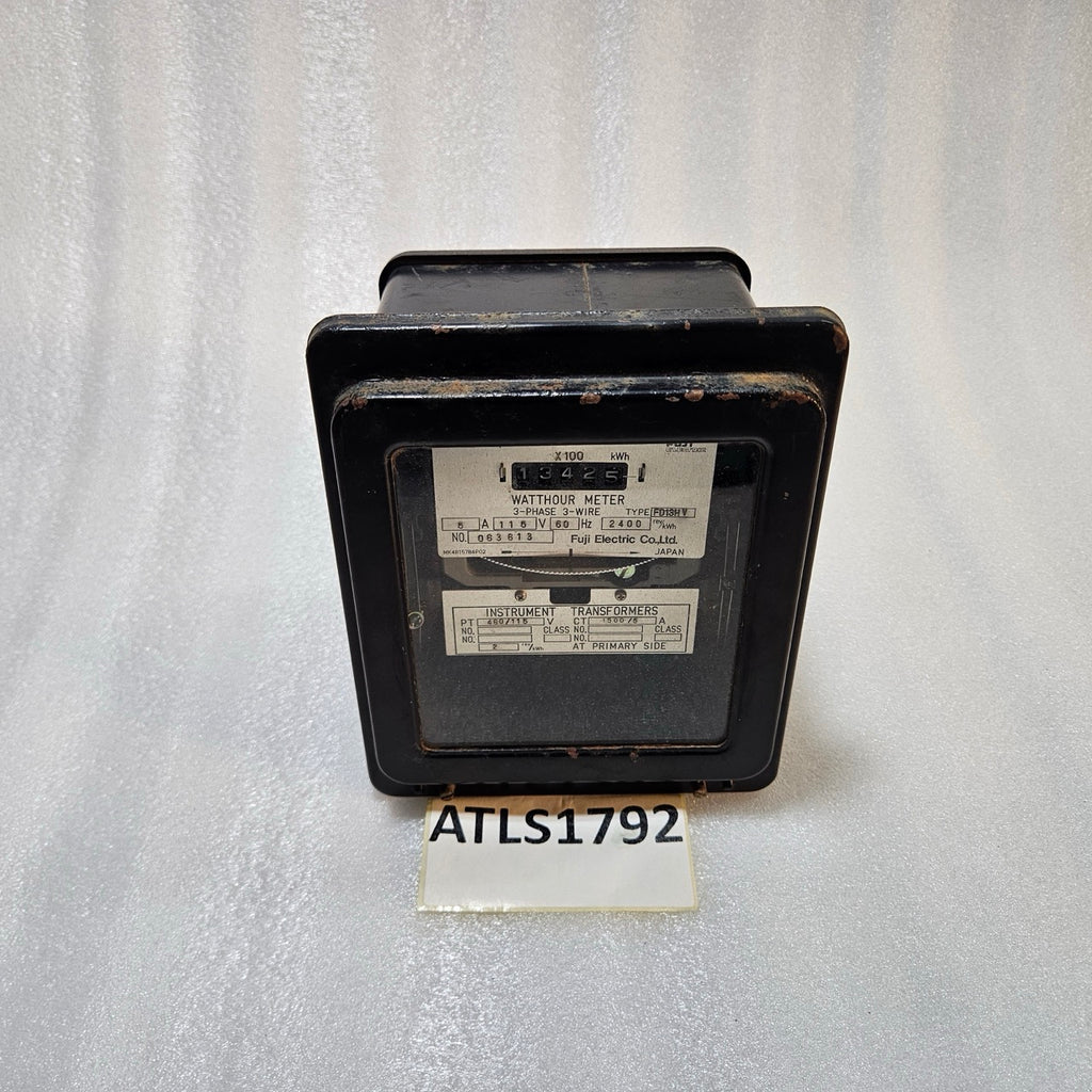 FUJI ELECTRIC FD13HV 3-PHASE 3-WIRE WATTHOUR METER, 115V, 5A, 60HZ, CT/PT OPERAT