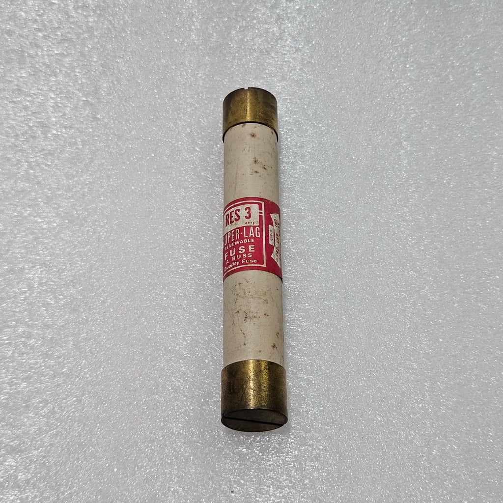 BUSSMANN RES-3 SUPER-LAG RENEWABLE FUSE, 3A, 600V AC