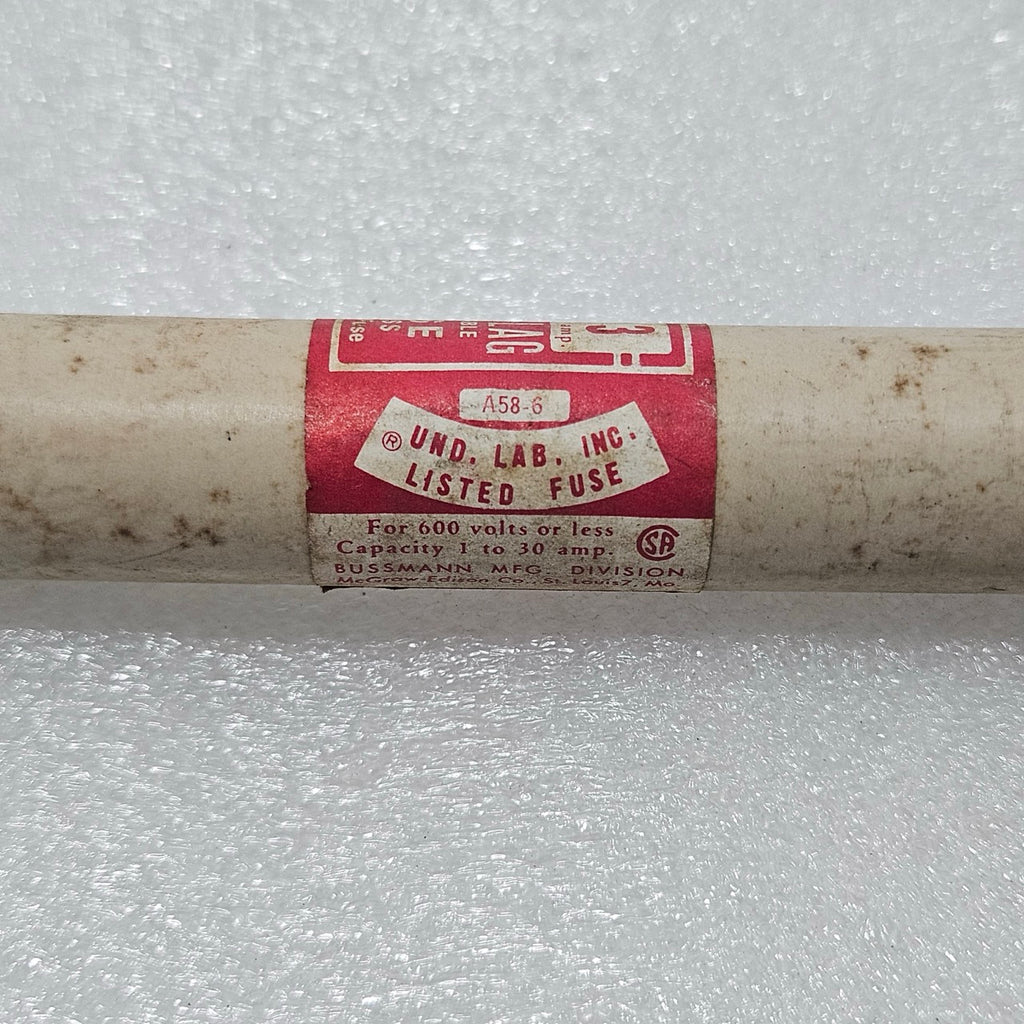 BUSSMANN RES-3 SUPER-LAG RENEWABLE FUSE, 3A, 600V AC
