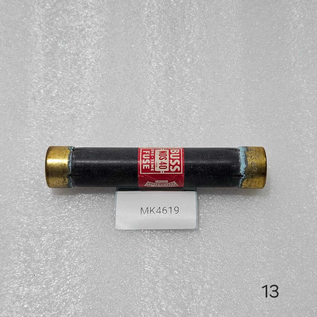 BUSSMANN NOS-40 ONE-TIME FUSE 40A INDUSTRIAL CARTRIDGE FUSE – BUSSMANN MFG DIVIS