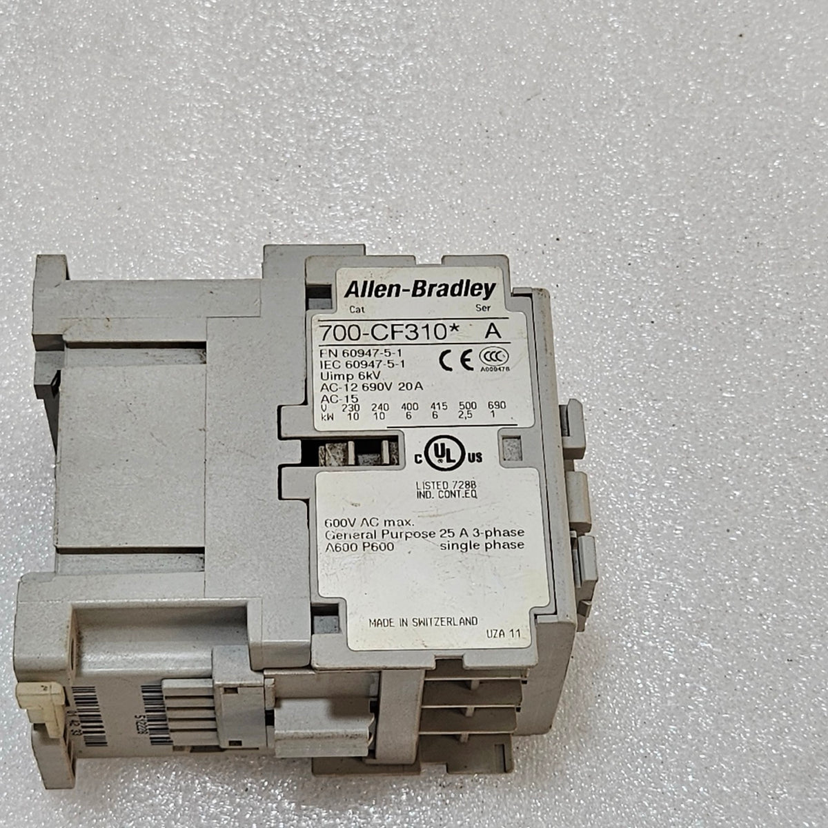 ALLEN-BRADLEY 700-CF310-A CONTACTOR, 3-PHASE 25A 110-120V CONTROL RELAY