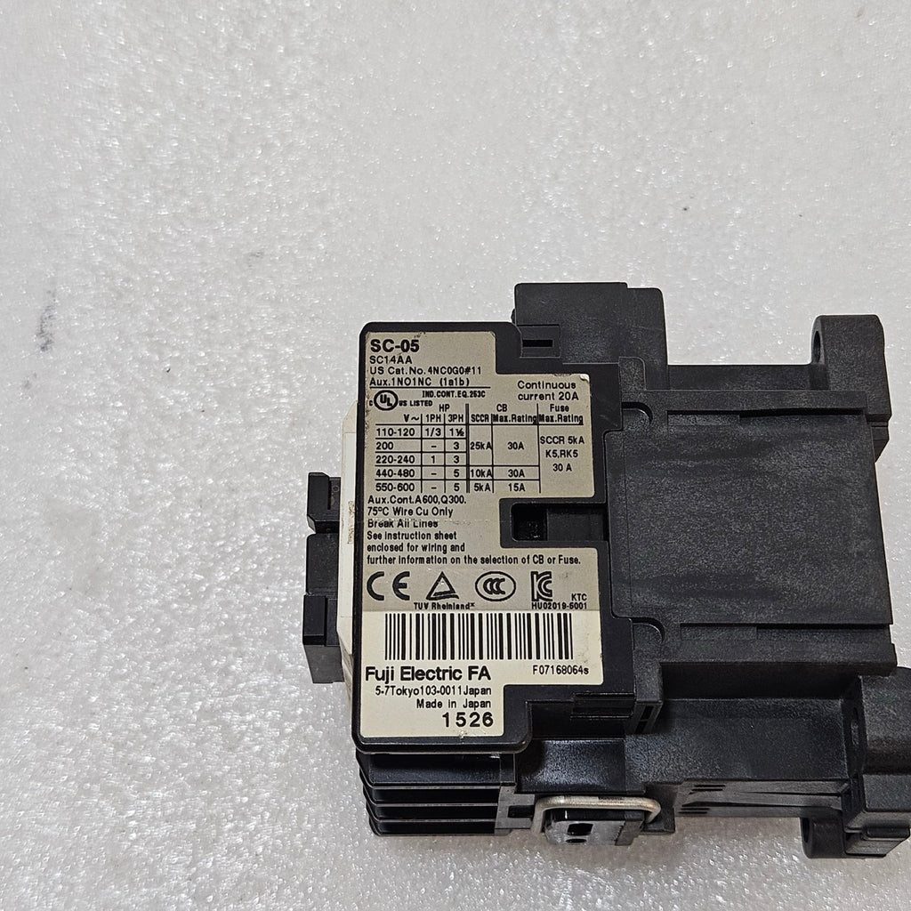 FUJI ELECTRIC SC-05 MAGNETIC CONTACTOR 20A 3-POLE MOTOR CONTACTOR 110-120V COIL