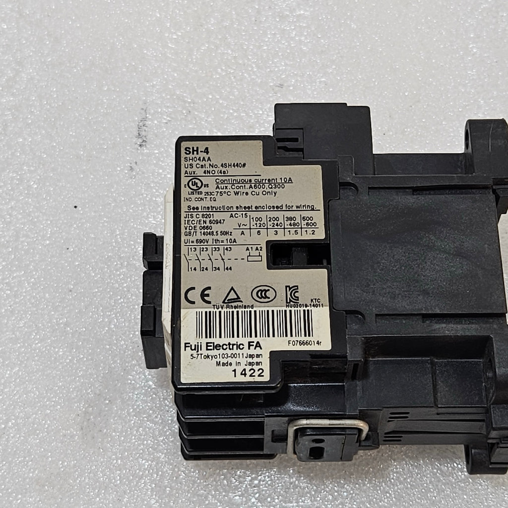 FUJI ELECTRIC SH-4 AUXILIARY CONTACTOR BLOCK 4NO WITH 100–110V COIL 10A