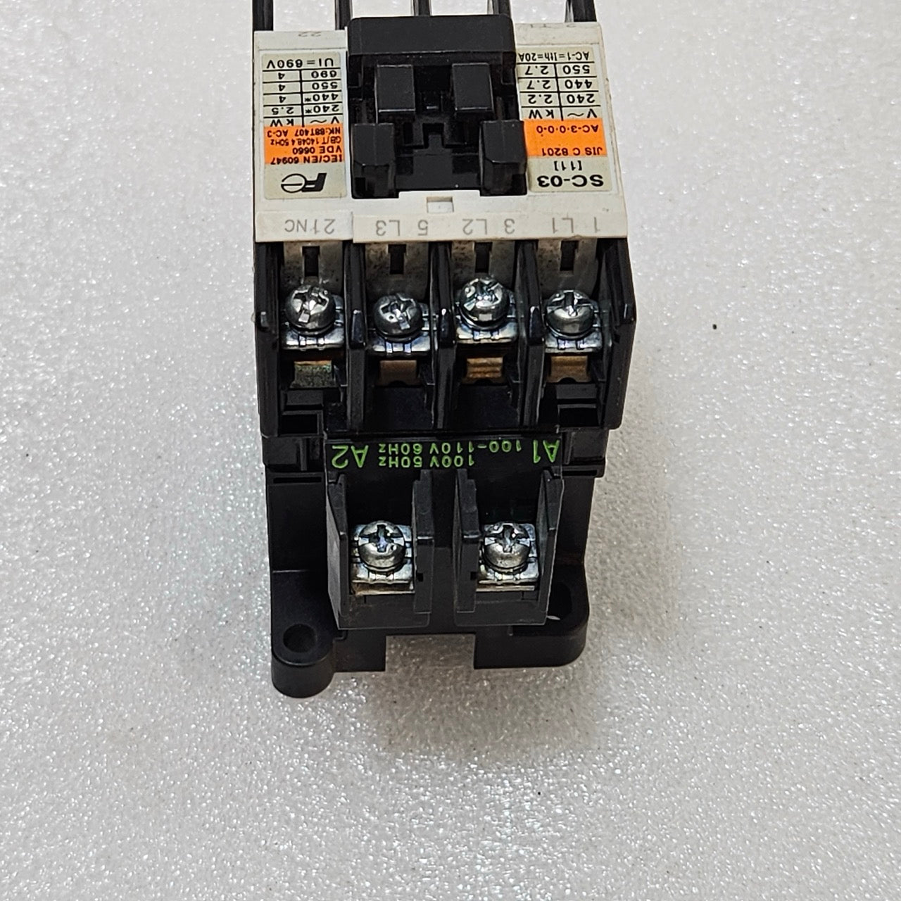FUJI ELECTRIC SC-03 MAGNETIC CONTACTOR 20A AC-3 MOTOR CONTACTOR WITH 100-110V CO